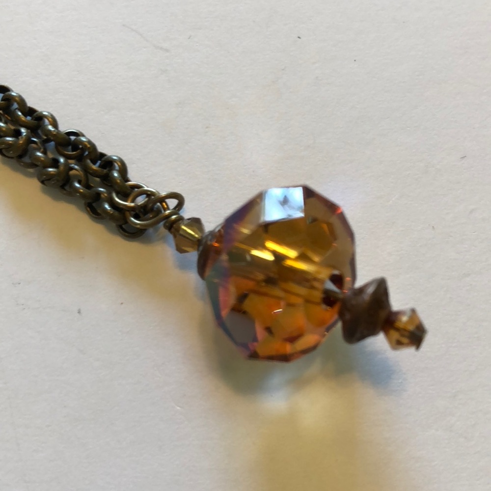 Amber crystal drop necklace